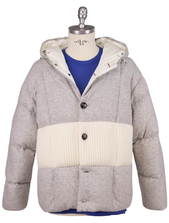 Kiton Kiton Gray White Cashmere Coat Gray / White 000