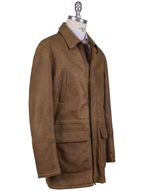 Kiton Kiton Brown Leather With Shearling Fur Coat Brown 001