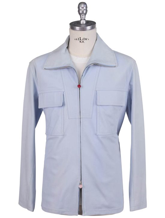 Kiton Kiton Light Blue Leather Coat Light Blue 000