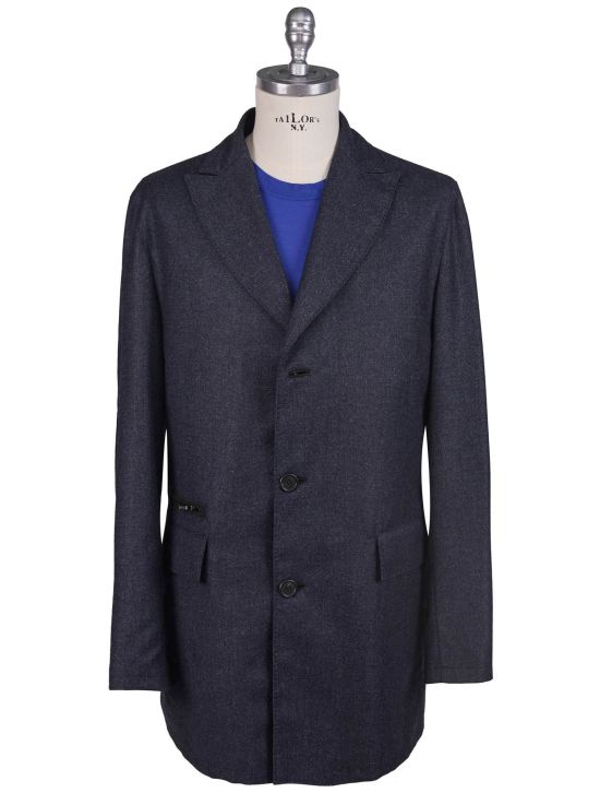 Kiton Kiton Blue Wool Cashmere Coat Blue 000