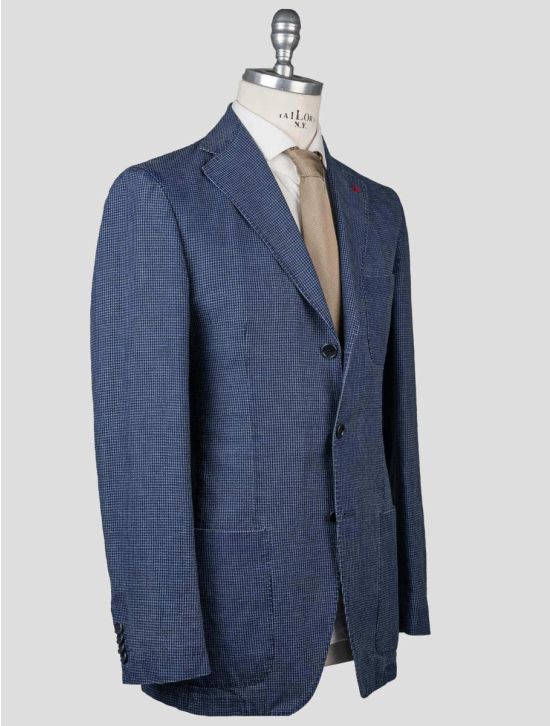 Isaia Isaia Blue Cotton Linen Blazer Blue 001