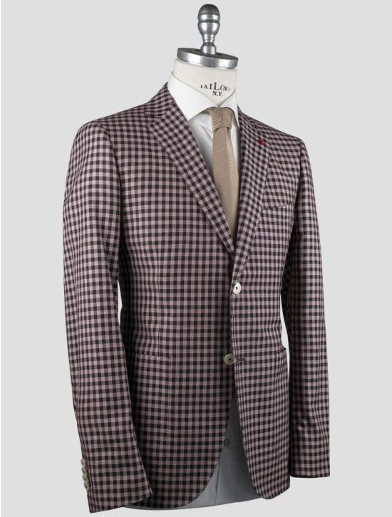 Isaia Isaia Pink Black Wool Cotton Blazer Pink / Black 001