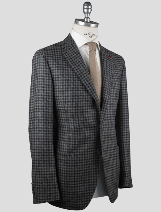 Isaia Isaia Green Gray Wool Cashmere Blazer Green / Gray 001