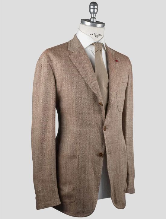 Isaia Isaia Brown Linen Blazer Brown 001