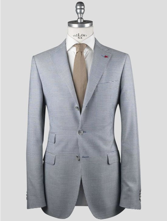 Isaia Isaia Blue White Wool Cotton Silk Blazer Blue / White 000