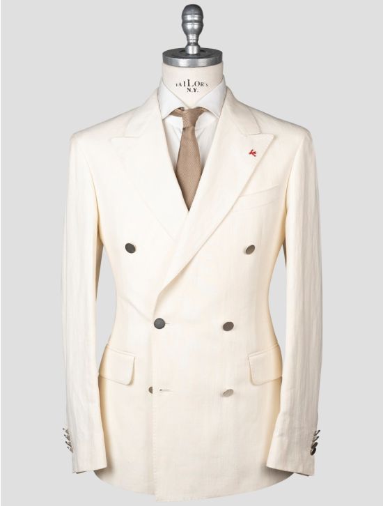 Isaia Isaia White Cotton Linen Suit White