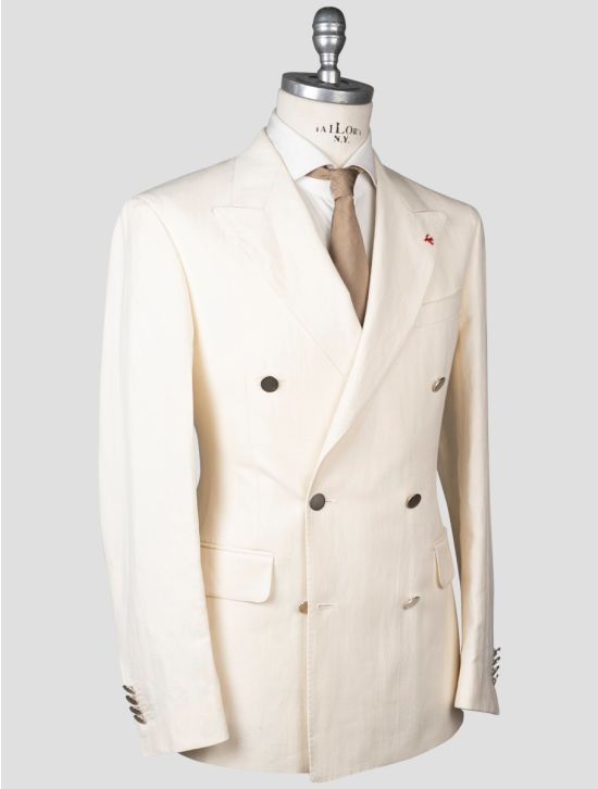 Isaia Isaia White Cotton Linen Suit White