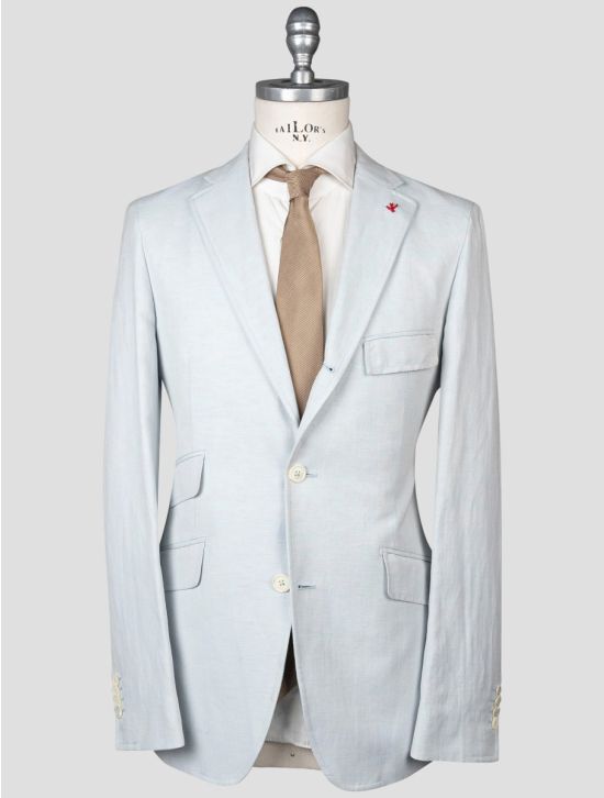 Isaia Isaia Light Blue Cotton Linen Suit Light Blue