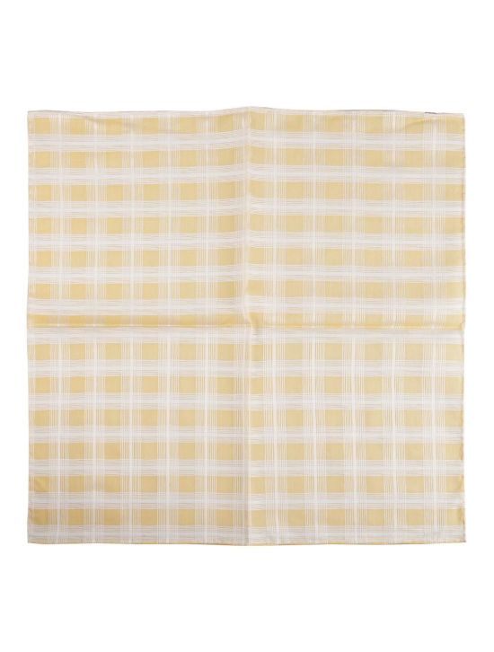 Zilli Zilli Yellow White Cotton Pocket Square Yellow / White 000