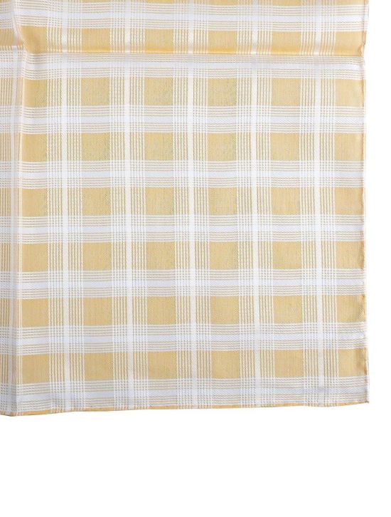 Zilli Zilli Yellow White Cotton Pocket Square Yellow / White 001