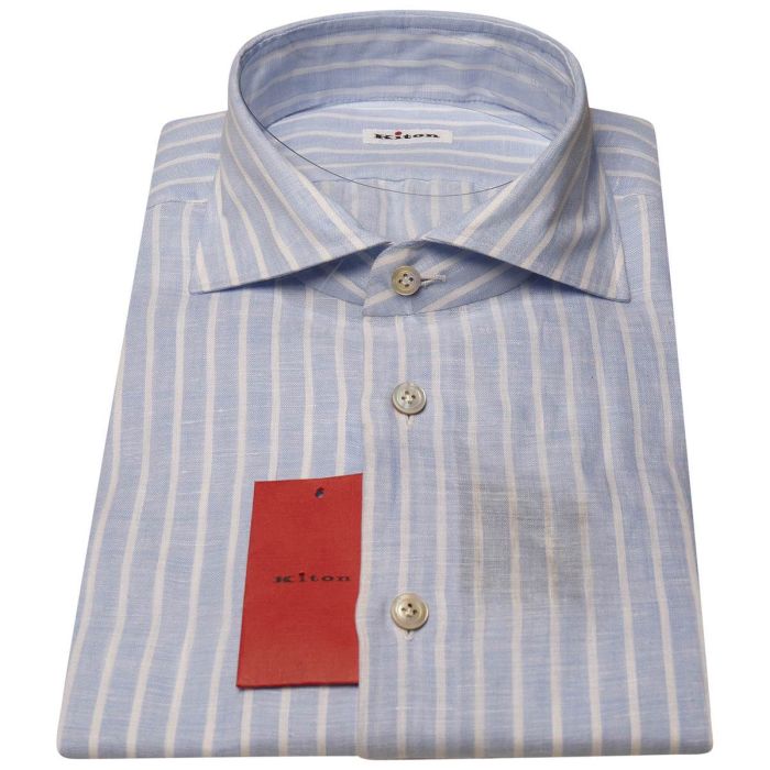 KITON Light Blue White Cotton Shirt | IsuiT