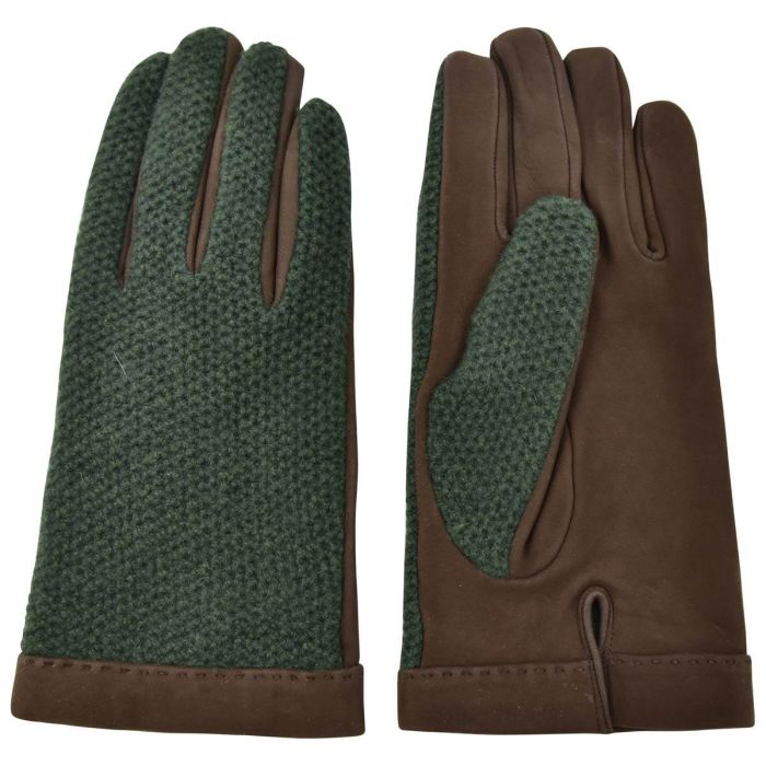 KITON Green Leather Suede Cashmere Gloves main product photo