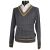 FEFÈ Glamour Pochette Fefè Gray Beige Wool Pa Sweater V-Neck Gray/Beige 000