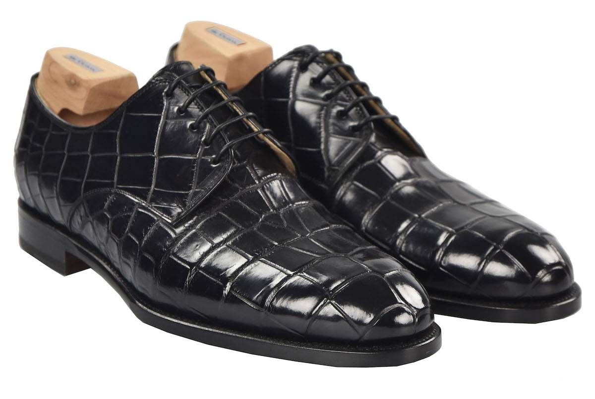 KITON Black Leather Crocodile Shoes IsuiT