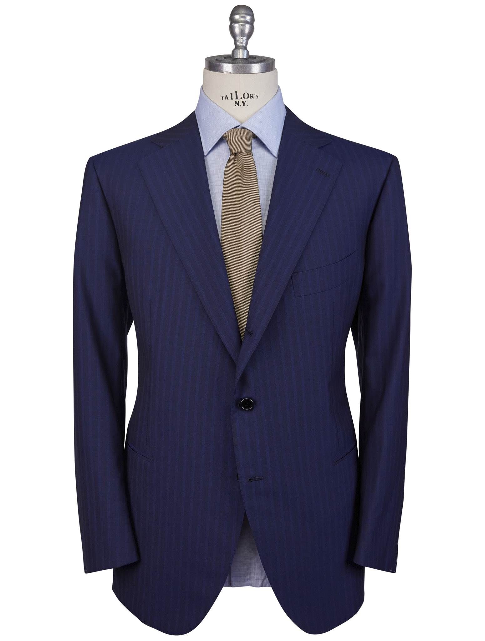 Cesare Attolini Black Blue Wool 130'S Suit