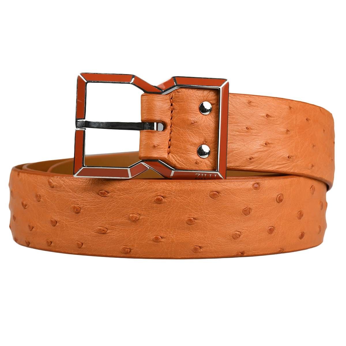 Orange Ostrich Belt Strap