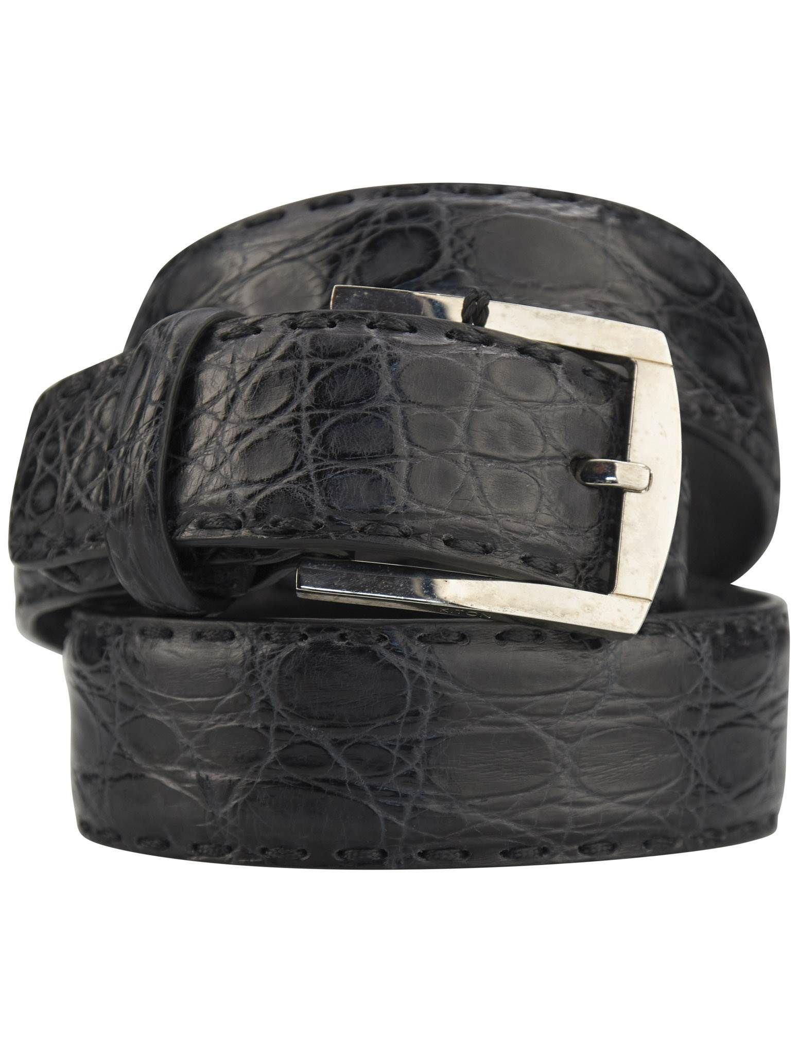 Kiton Black Leather Crocodile Belt