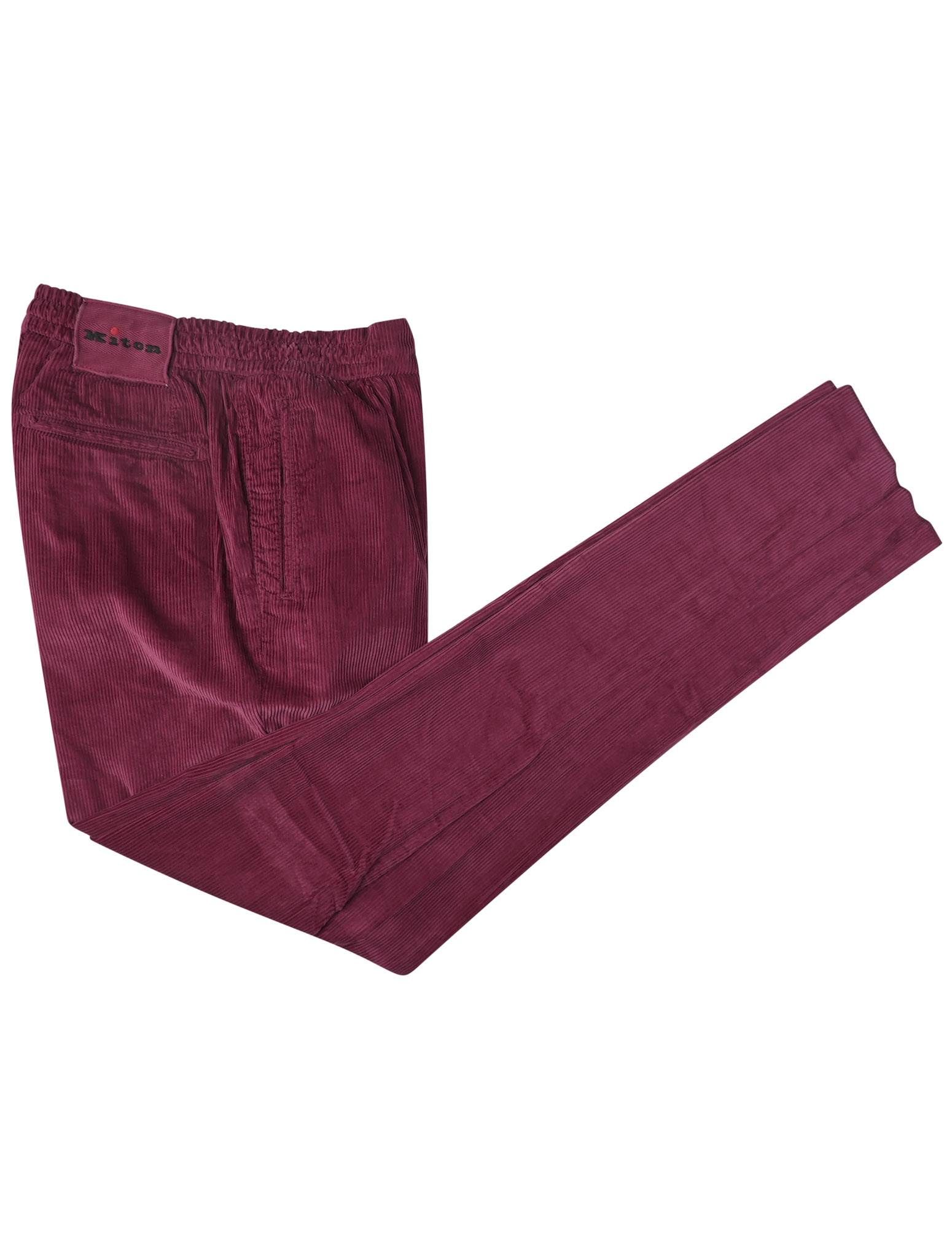 Kiton Red Cotton Velvet Pants