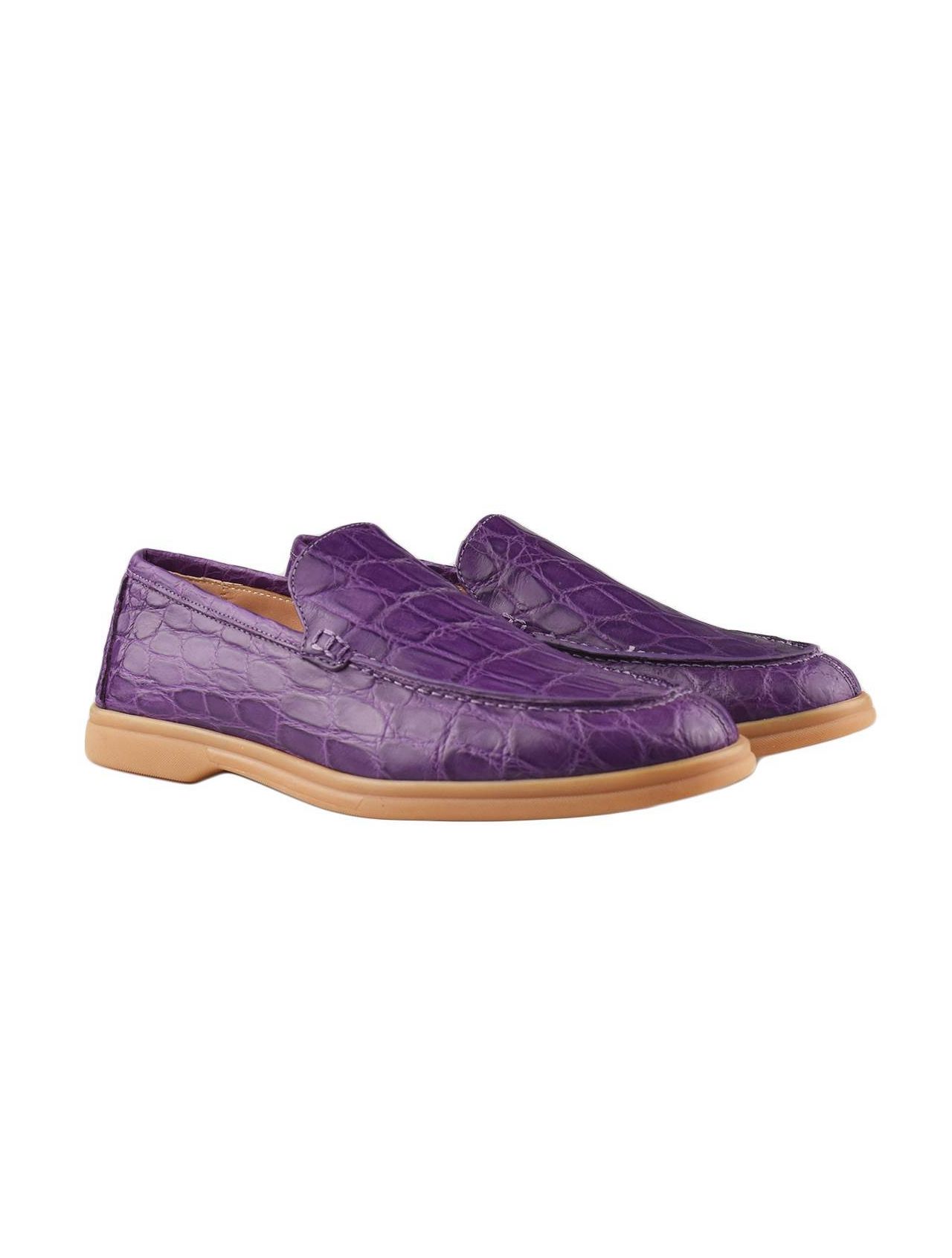 Giorgio's Violet Leather Crocodile Shoes main product photo