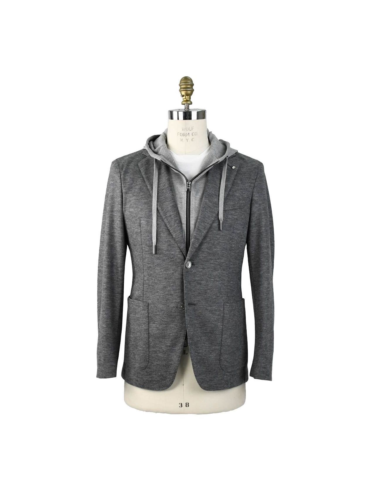 ESCADA Size 6 Grey & Silver Virgin Wool Paint Splatter Jacket