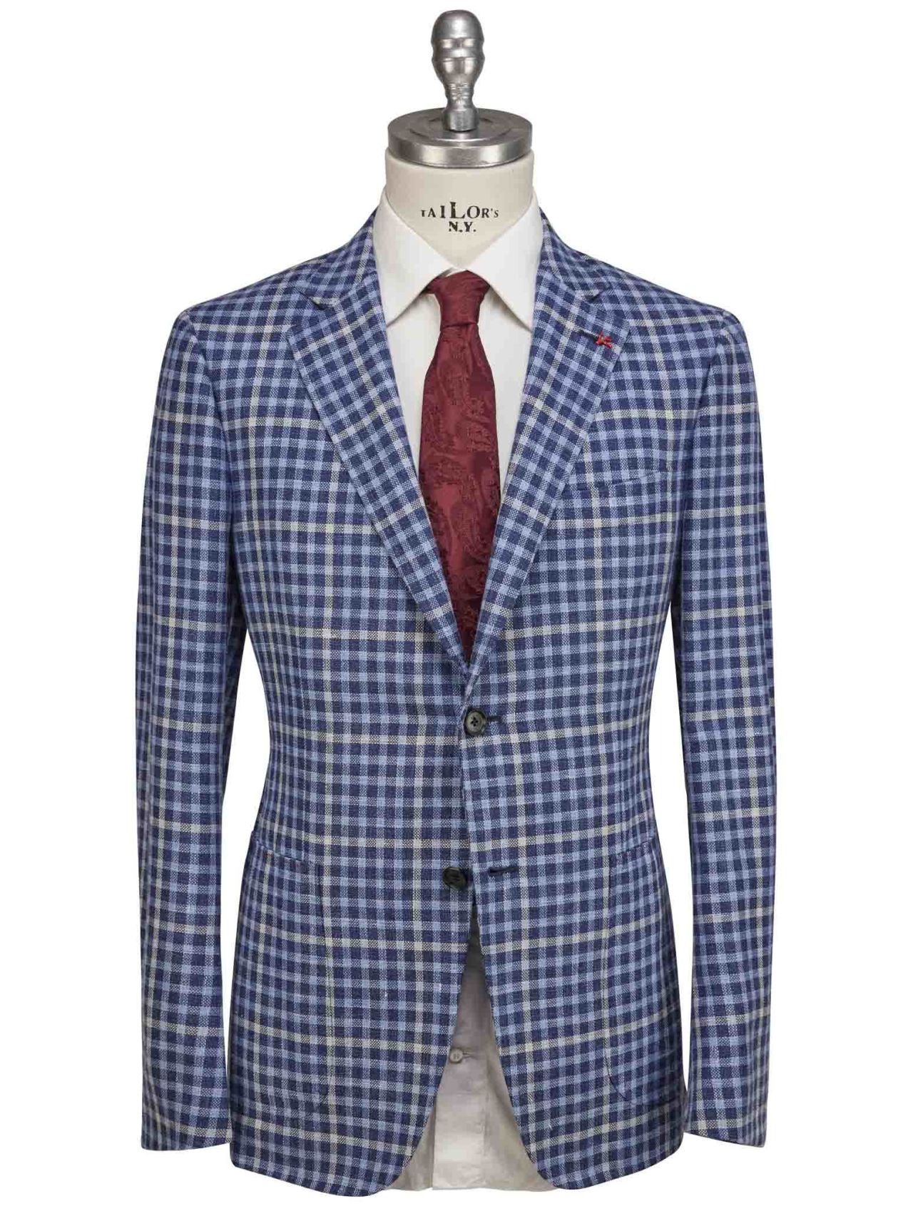 Isaia Blue Wool Silk Linen Pa Blazer | IsuiT