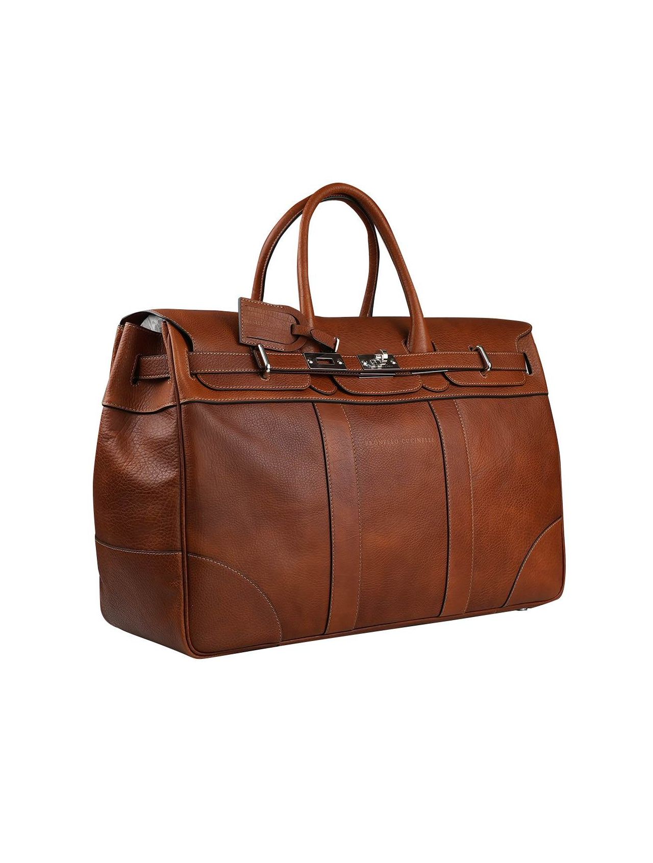 Brunello Cucinelli Brown Leather Travel Bag