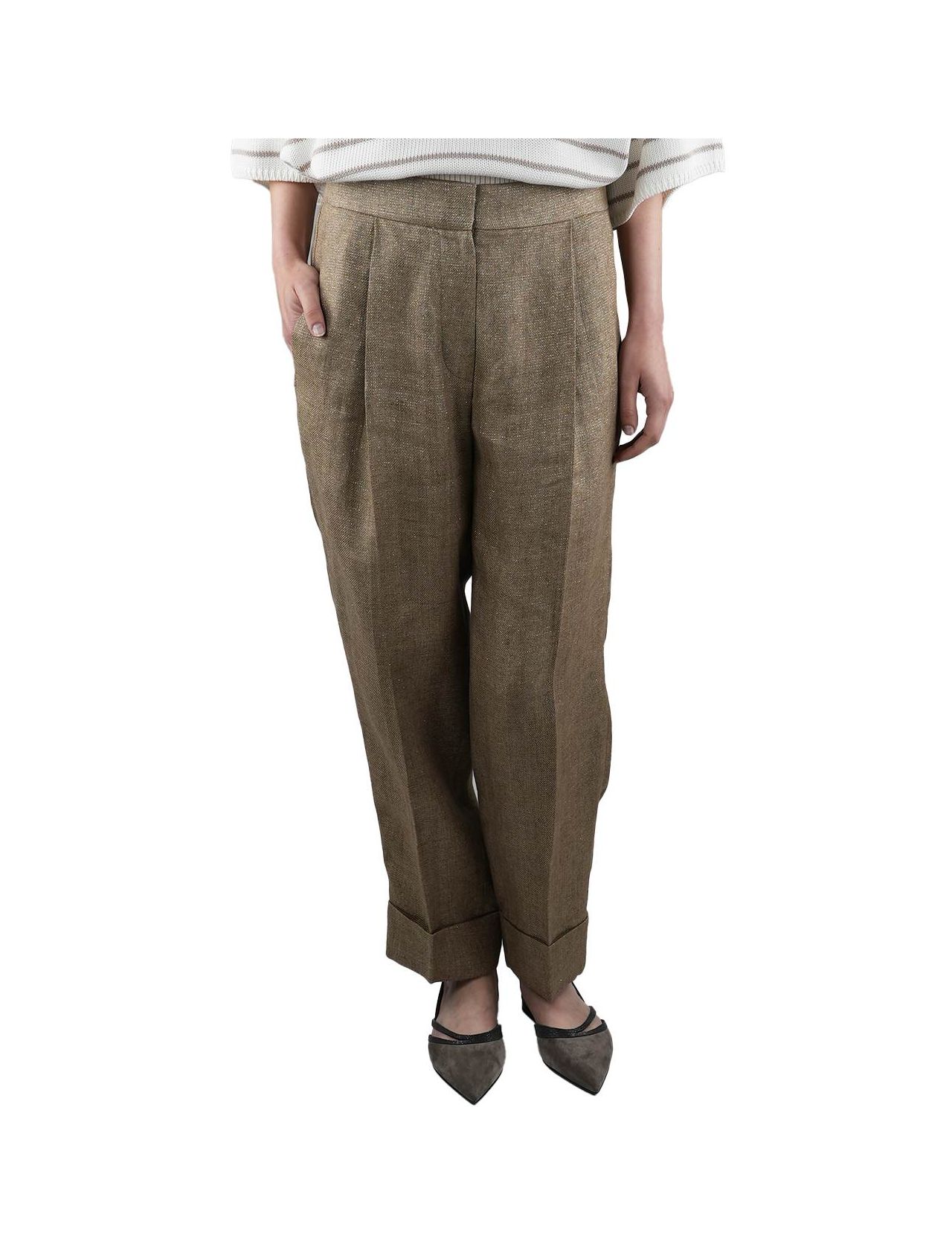 Womens Brunello Cucinelli brown Suede Straight-Leg Trousers