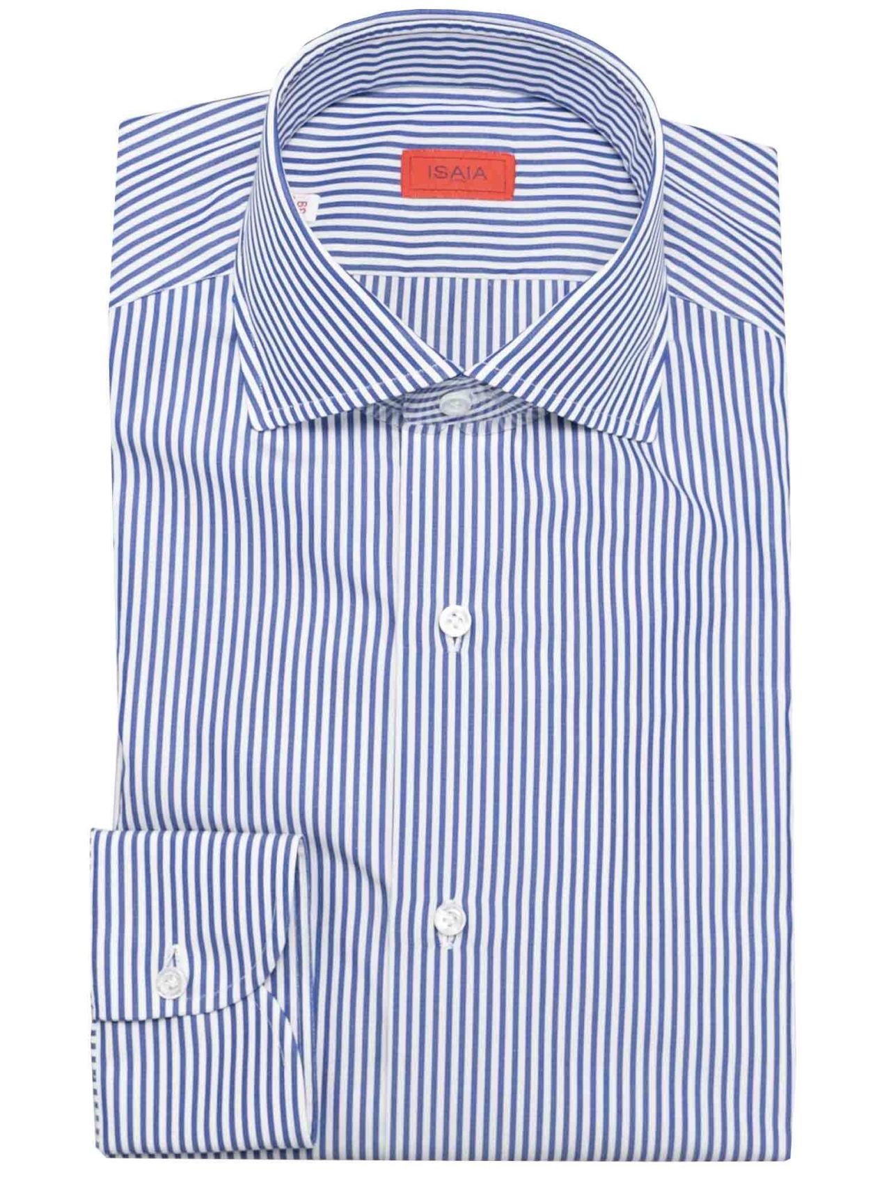 Isaia Blue White Cotton Shirt IsuiT