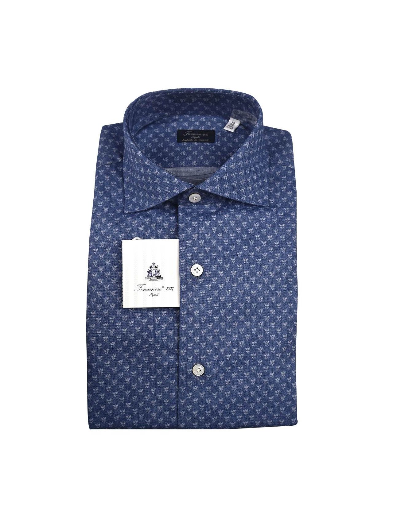 Finamore Blue Cotton Shirt