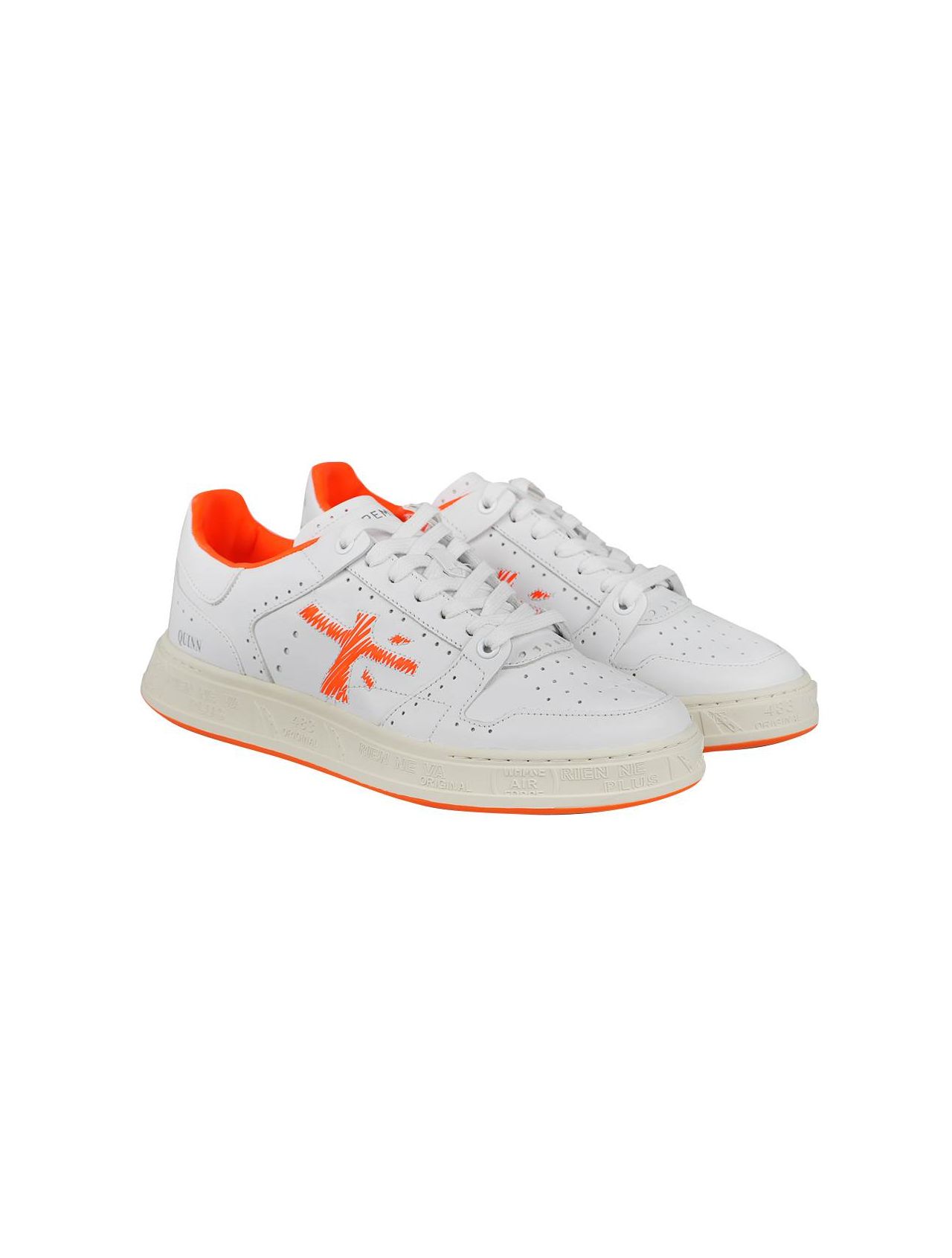 Premiata White Orange Leather Sneakers main product photo