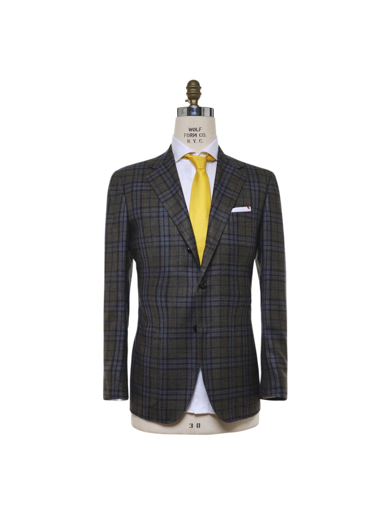 KITON Green Blue Cashmere Silk Linen Blazer main product photo