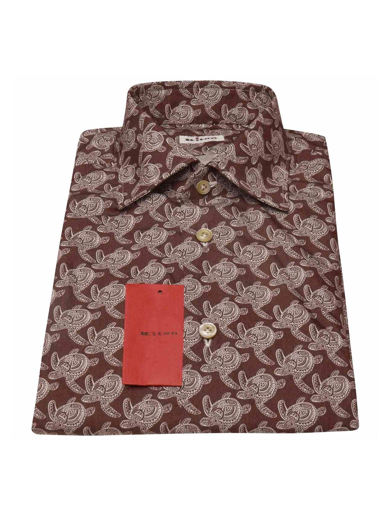 KITON Burgundy White Cotton Shirt main product photo