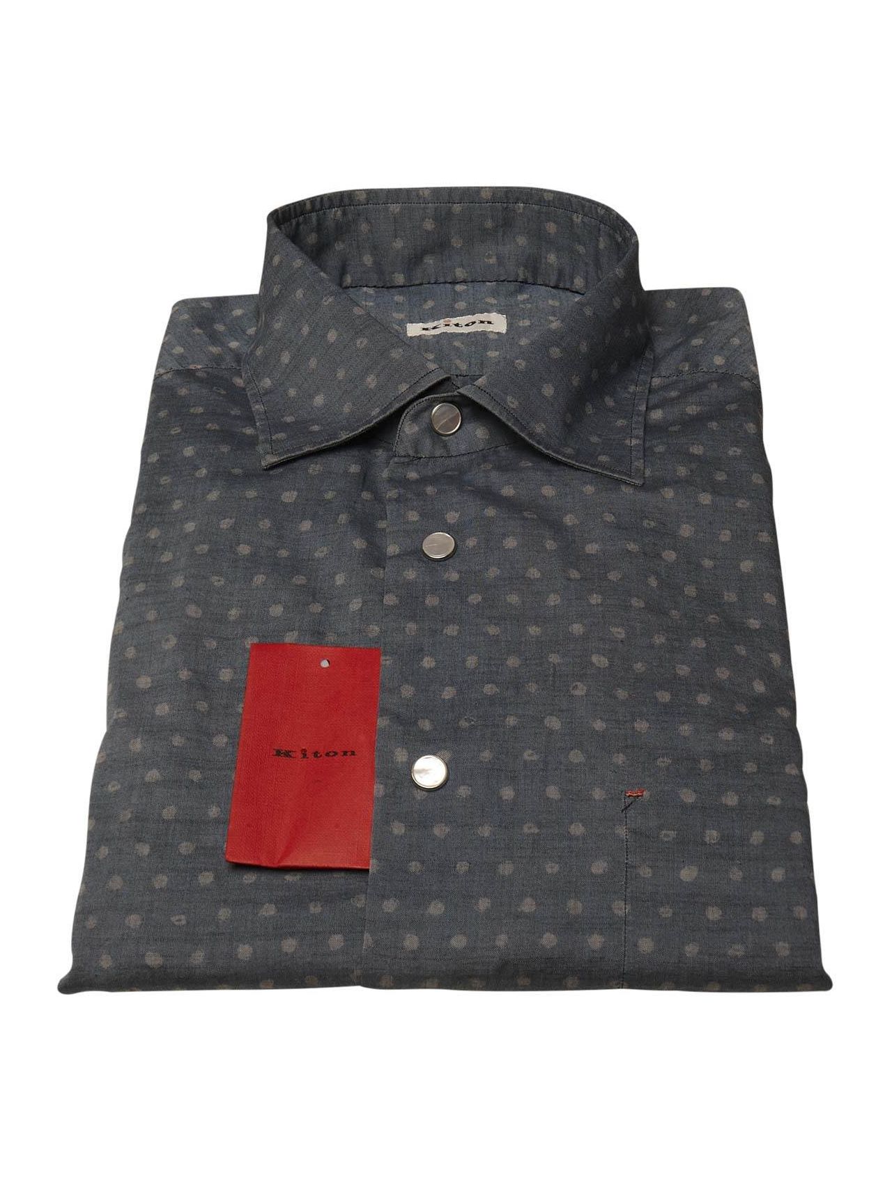KITON Blue Gray Cotton Shirt main product photo