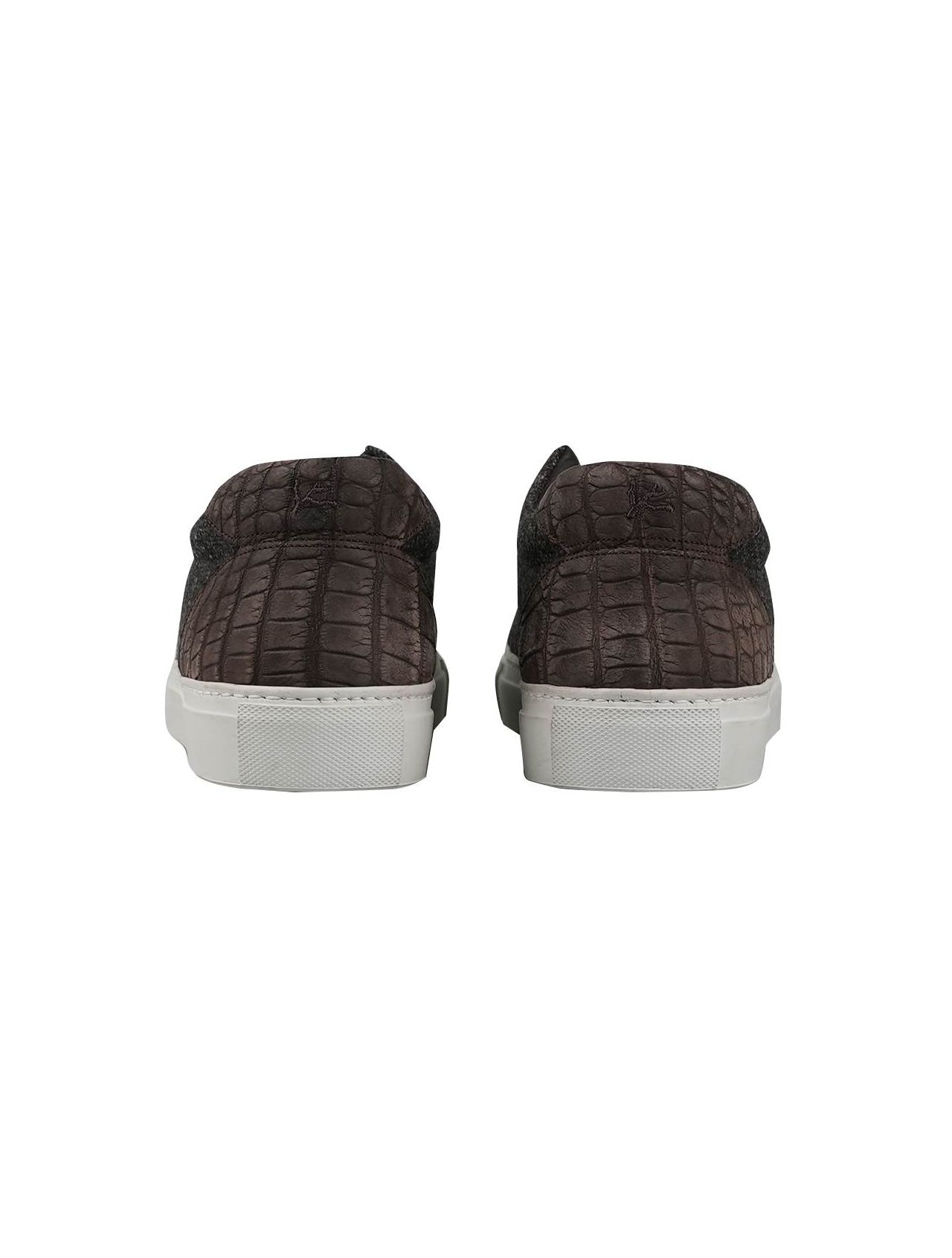 Isaia Crocodile and Wool Slip-On Sneakers