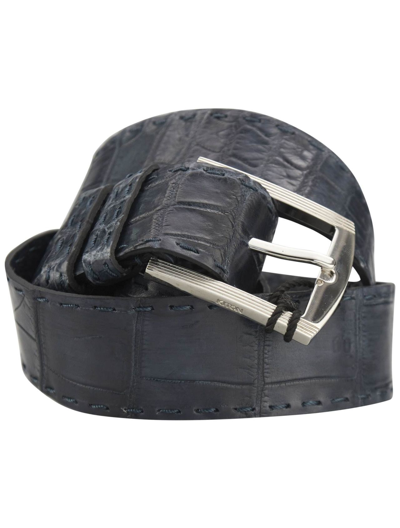 Kiton Blue Leather Crocodile Belt | IsuiT