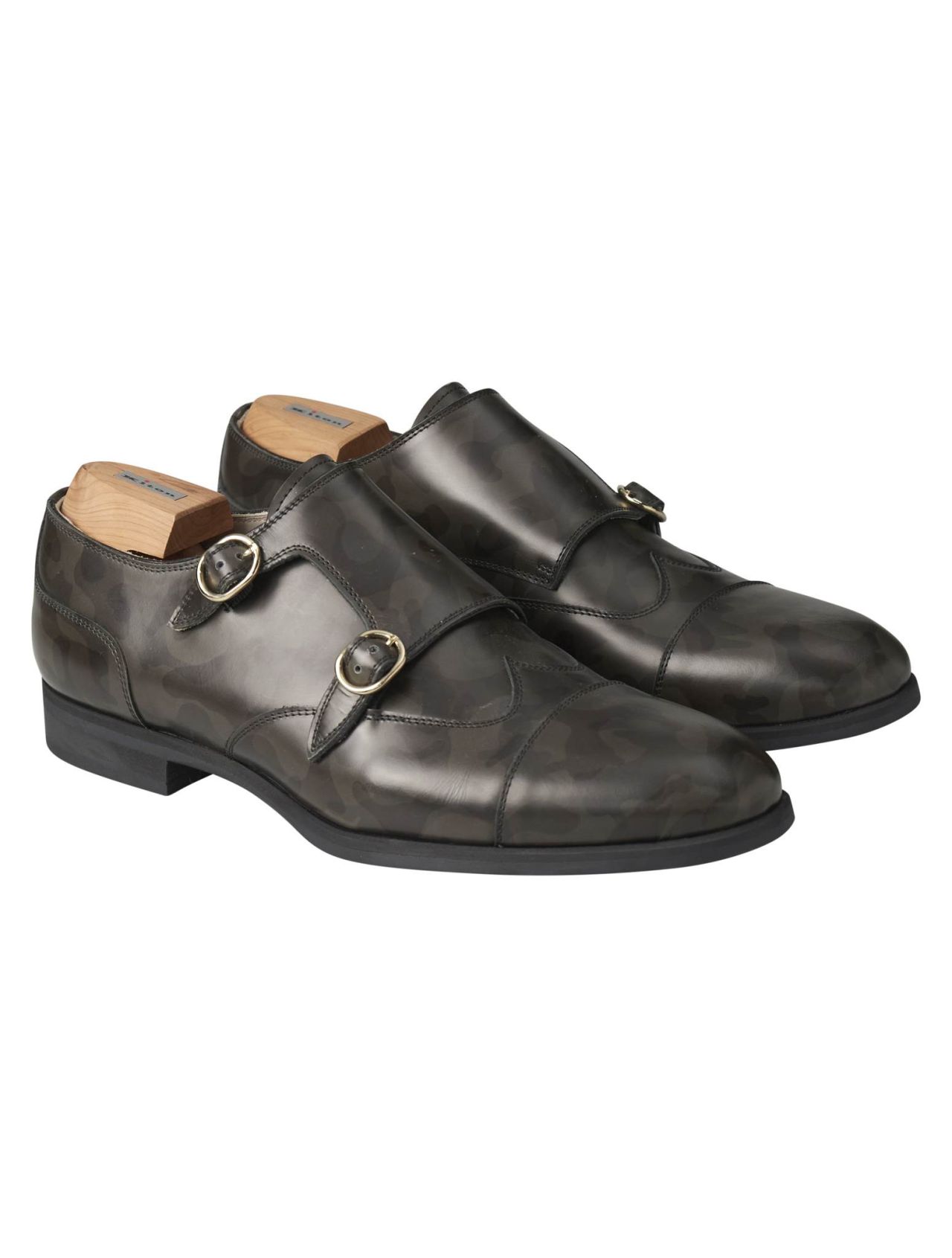 Santoni double-buckle leather loafers - Green