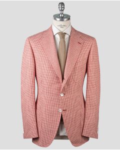 Cesare Attolini Cesare Attolini Red White Linen Cotton Pl Blazer Red / White 000