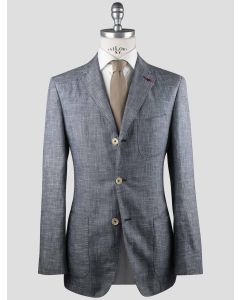 Isaia Isaia Blue Linen Wool Silk Blazer Blue 000