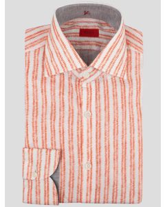 Isaia Isaia Orange White Linen Shirt Orange / White 000