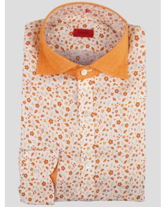 Isaia Isaia Orange White Linen Shirt Orange / White 000