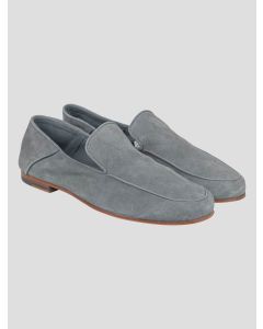 Isaia Isaia Gray Leather Suede Loafers Shoes Gray 000