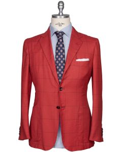 Kiton Kiton Red Blue Vicuna Peru Cashmere Silk Blazer Red / Blue 000