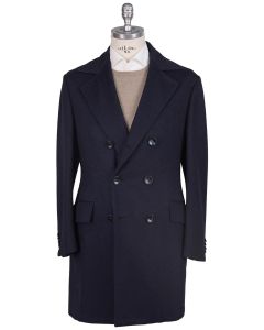 Kiton Kiton Blue Cashmere Silk Vicuna Peru Overcoat Blue 000