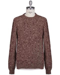 Kiton Kiton Burgundy Beige 100% Vicuna Sweater Crewneck Burgundy / Beige 000