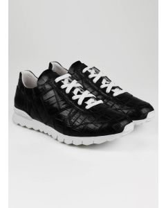 Kiton Kiton Black Leather Crocodile Sneakers Black 000