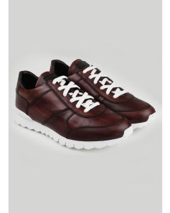 Kiton Kiton Burgundy Leather Fur Sheepskin Sneakers Burgundy 000