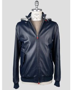 Kiton Kiton Blue Leather Coat Blue 000