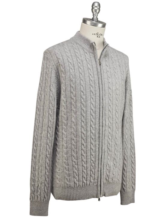 Luigi Borrelli Luigi Borrelli Gray Wool Cashmere Sweater Full Zip Gray 001