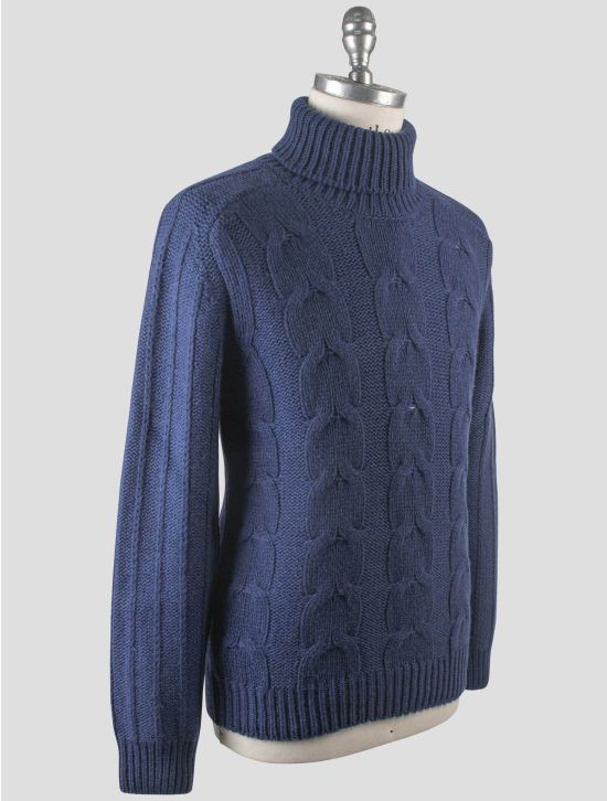 Gran Sasso Gran Sasso Blue Cashmere Virgin  Wool Sweater Turtleneck Blue 001