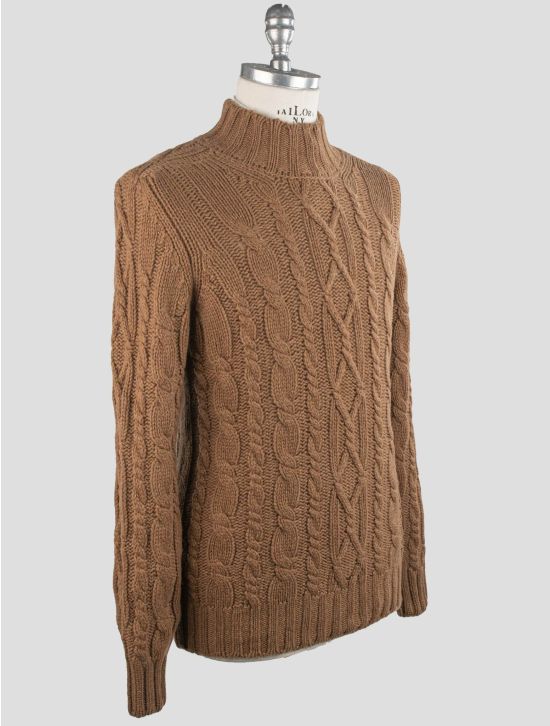 Gran Sasso Gran Sasso Brown Cashmere Virgin Wool Sweater Half Neck Brown 001